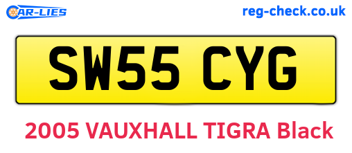 SW55CYG are the vehicle registration plates.