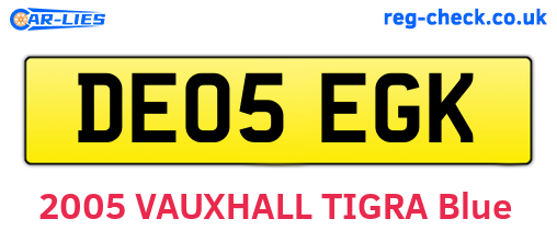 DE05EGK are the vehicle registration plates.