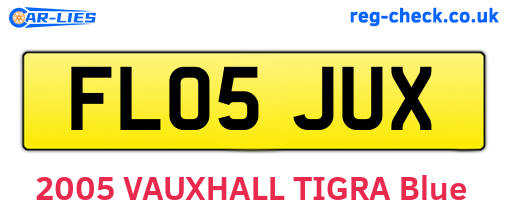 FL05JUX are the vehicle registration plates.