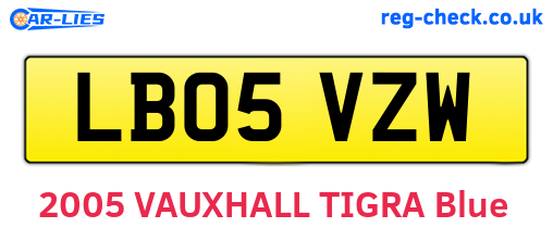 LB05VZW are the vehicle registration plates.