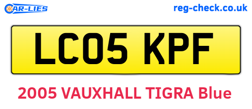 LC05KPF are the vehicle registration plates.