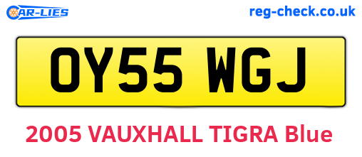 OY55WGJ are the vehicle registration plates.