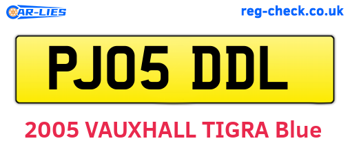 PJ05DDL are the vehicle registration plates.