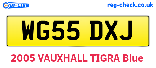 WG55DXJ are the vehicle registration plates.