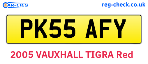 PK55AFY are the vehicle registration plates.