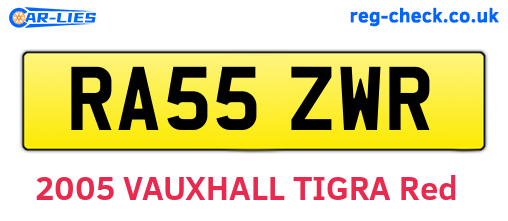 RA55ZWR are the vehicle registration plates.