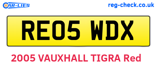RE05WDX are the vehicle registration plates.