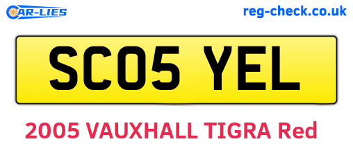 SC05YEL are the vehicle registration plates.