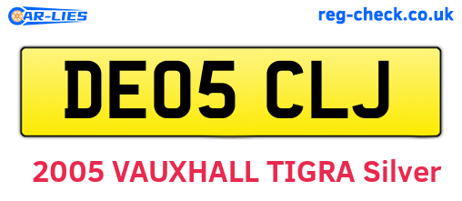 DE05CLJ are the vehicle registration plates.