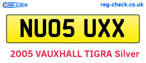 NU05UXX are the vehicle registration plates.