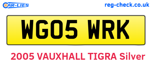 WG05WRK are the vehicle registration plates.