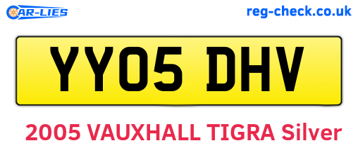YY05DHV are the vehicle registration plates.