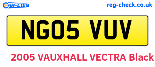 NG05VUV are the vehicle registration plates.