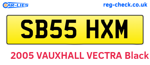 SB55HXM are the vehicle registration plates.
