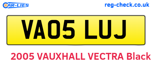 VA05LUJ are the vehicle registration plates.