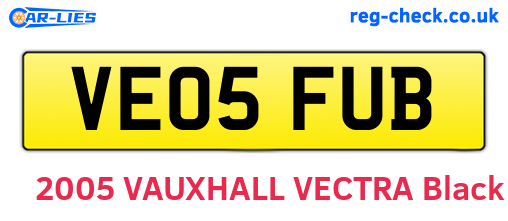 VE05FUB are the vehicle registration plates.