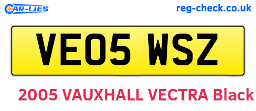 VE05WSZ are the vehicle registration plates.