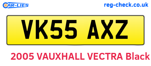 VK55AXZ are the vehicle registration plates.