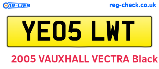 YE05LWT are the vehicle registration plates.