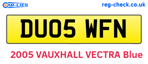 DU05WFN are the vehicle registration plates.