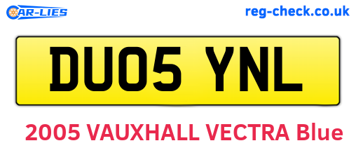 DU05YNL are the vehicle registration plates.