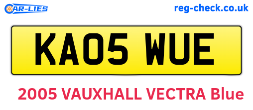 KA05WUE are the vehicle registration plates.