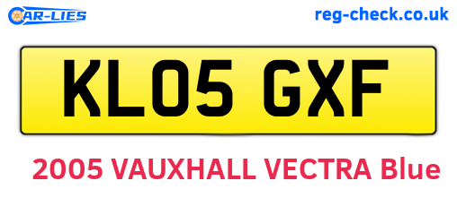KL05GXF are the vehicle registration plates.