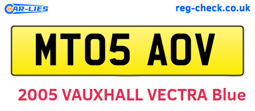 MT05AOV are the vehicle registration plates.