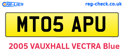 MT05APU are the vehicle registration plates.