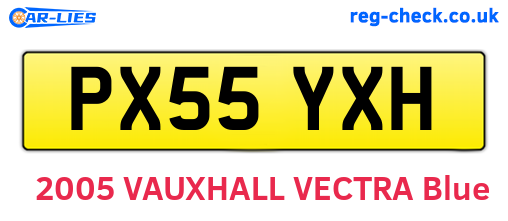 PX55YXH are the vehicle registration plates.