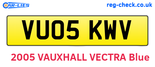 VU05KWV are the vehicle registration plates.