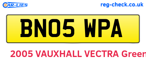 BN05WPA are the vehicle registration plates.