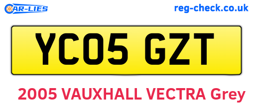 YC05GZT are the vehicle registration plates.