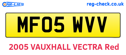MF05WVV are the vehicle registration plates.