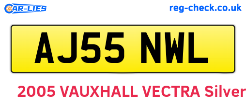 AJ55NWL are the vehicle registration plates.