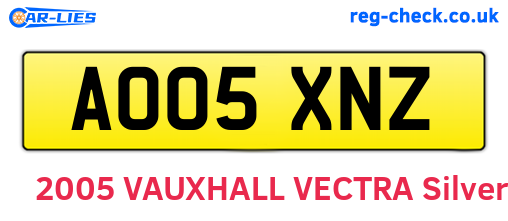 AO05XNZ are the vehicle registration plates.