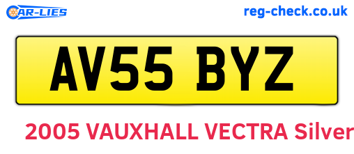 AV55BYZ are the vehicle registration plates.