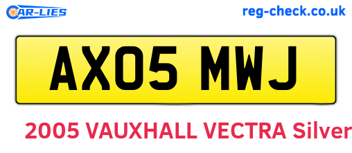 AX05MWJ are the vehicle registration plates.