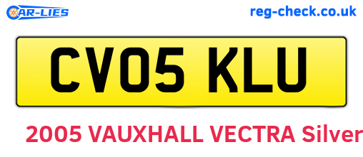 CV05KLU are the vehicle registration plates.