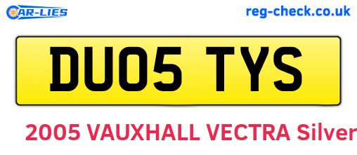 DU05TYS are the vehicle registration plates.