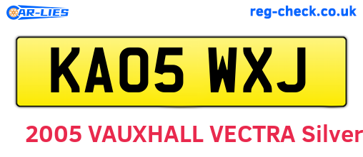 KA05WXJ are the vehicle registration plates.