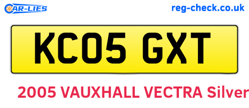 KC05GXT are the vehicle registration plates.