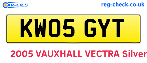 KW05GYT are the vehicle registration plates.