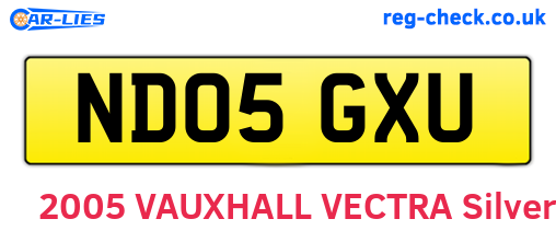 ND05GXU are the vehicle registration plates.