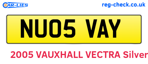 NU05VAY are the vehicle registration plates.