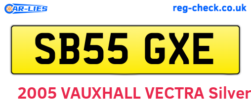 SB55GXE are the vehicle registration plates.