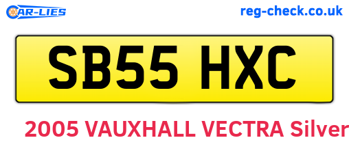 SB55HXC are the vehicle registration plates.