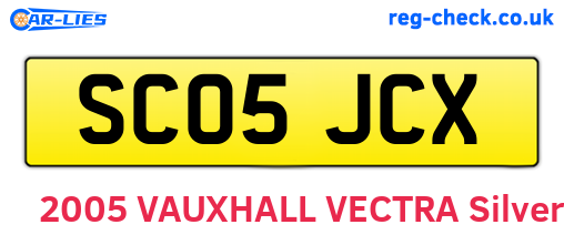 SC05JCX are the vehicle registration plates.