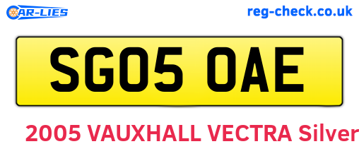 SG05OAE are the vehicle registration plates.