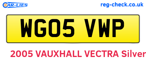 WG05VWP are the vehicle registration plates.